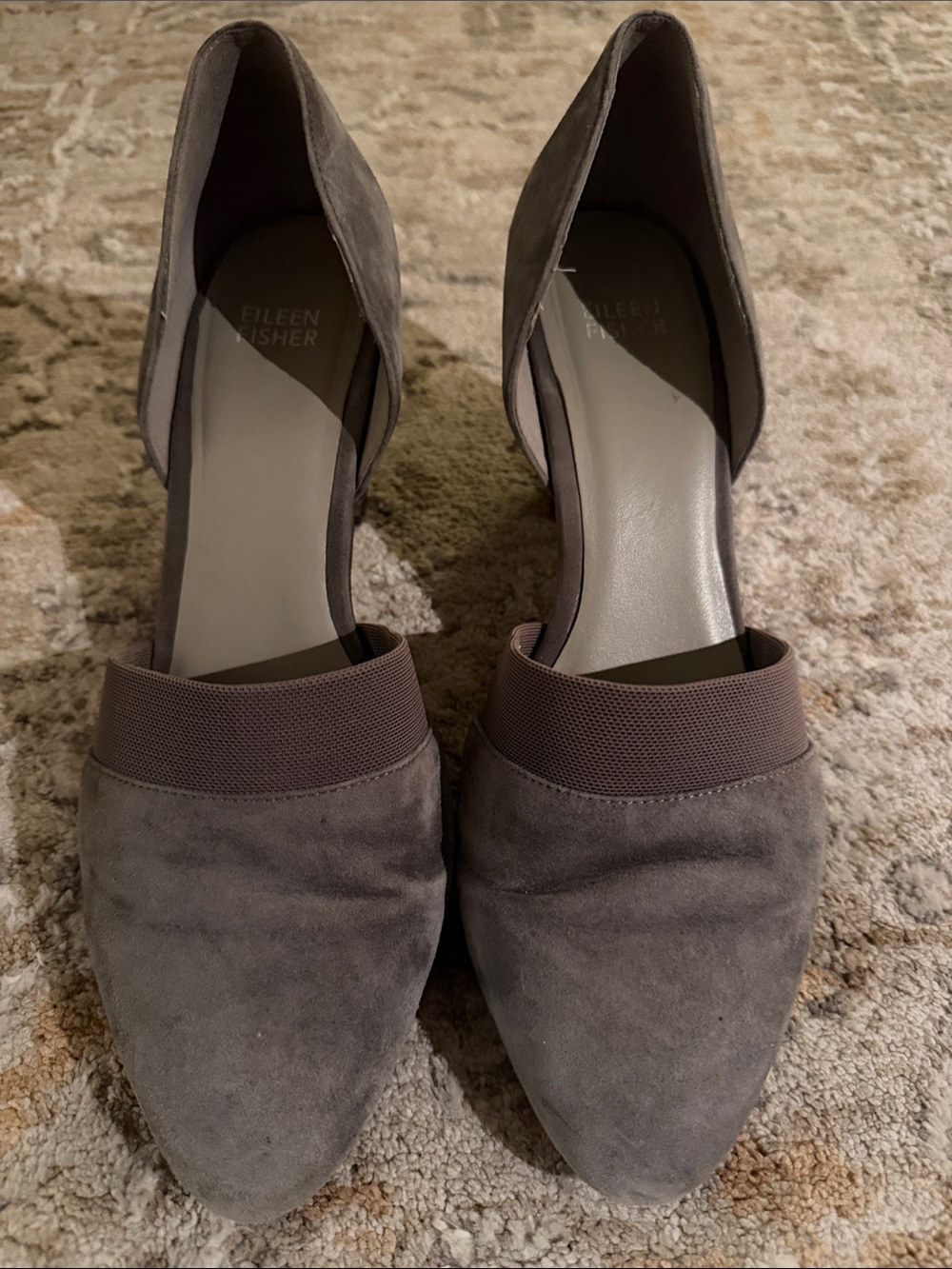 Eileen Fisher Gray Taupe Suede D'Orsay Flats